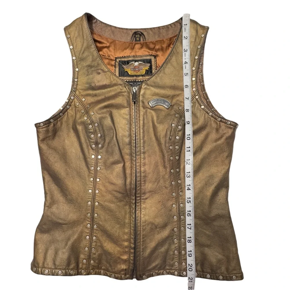 Vintage 2002 HARLEY DAVIDSON Women’s Metallic Leather Sleeveless Zip Front Vest - Picture 16 of 16